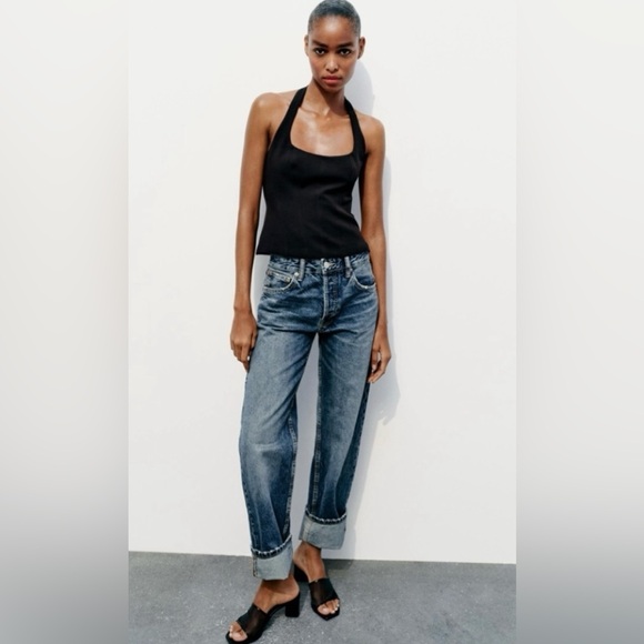 Zara Blue Straight Cropped Jeans NWOT - Picture 1 of 4